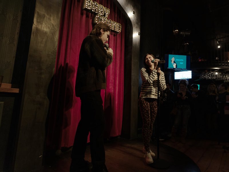 A Broadway host and guest singing together at Baby Grand
