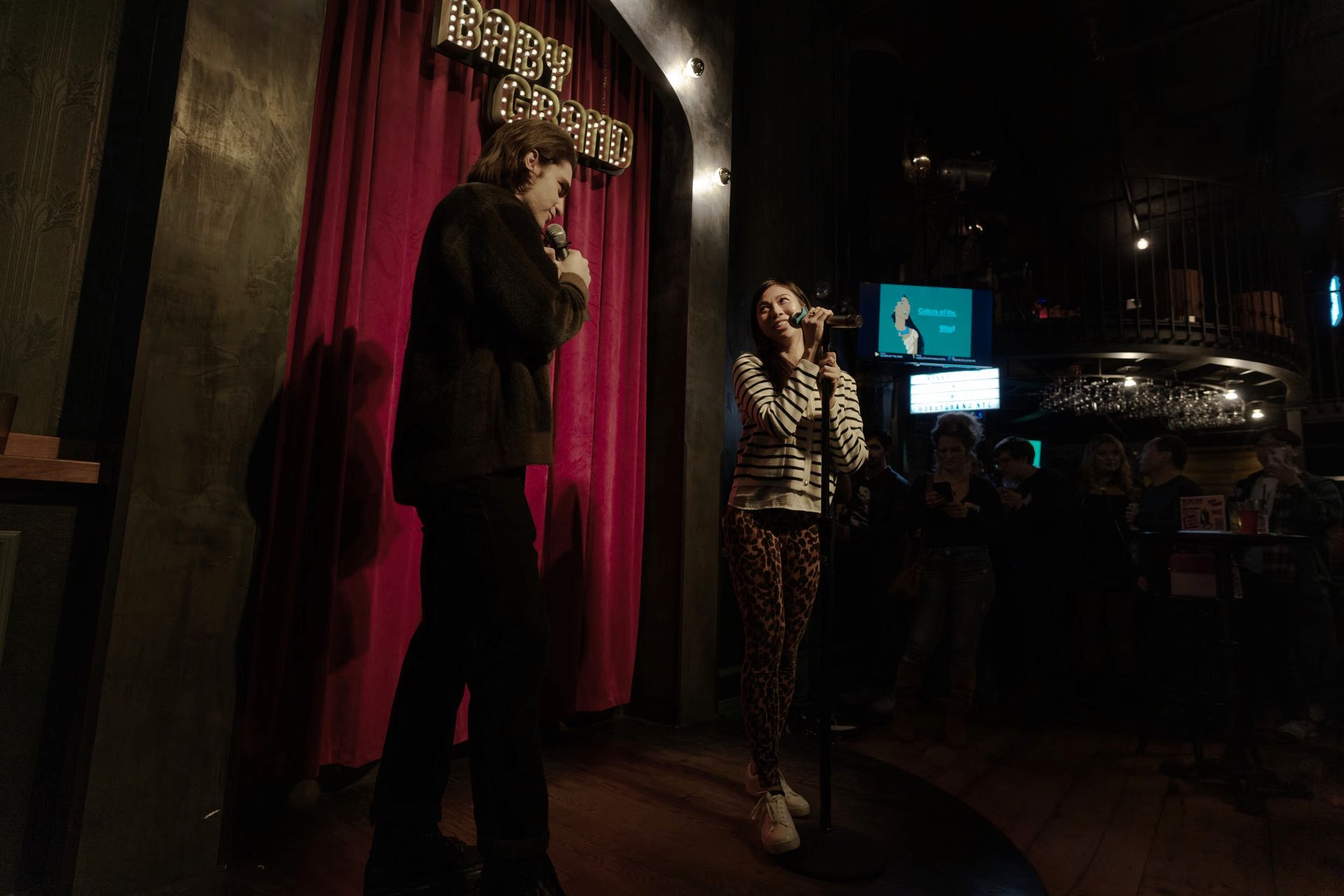 A Broadway host and guest singing together at Baby Grand